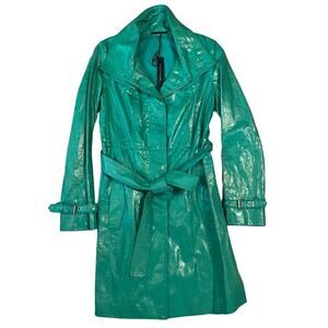 NWT Elie Tahari Green Belted Trench Raincoat XS